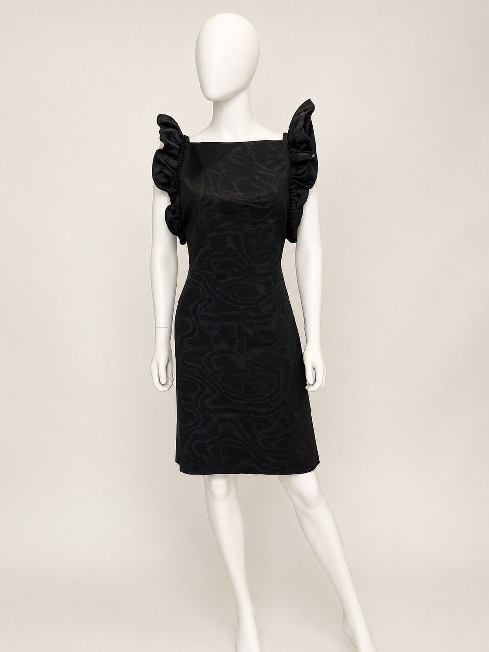 Katy Rodriguez Black Silk Ruffle Sleeve Cocktail Dress Size 2